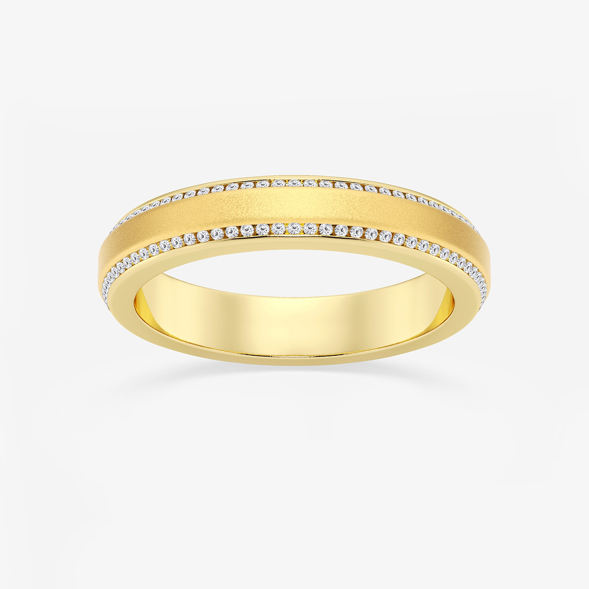 2/5 ctw Round Lab Grown Diamond 4mm Beveled Edge Sandblast Finish Eternity Band